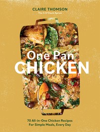 Light brown cover for the cookbook One Pan chicken