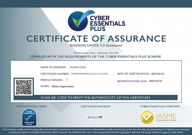 Cyber Essentials Plus certificate